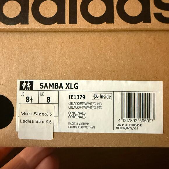 Adidas Samba XLG Black White Leather Suede Athletic Sneaker- Size 9.5W 8.5M - Picture 8 of 8